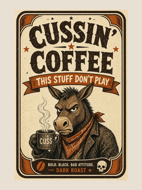 Cussin' Coffee — Bold. Black. Bad Attitude.